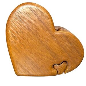 Wooden HEART Puzzle Box‎ Intarsia Wood Art Secret Compartment